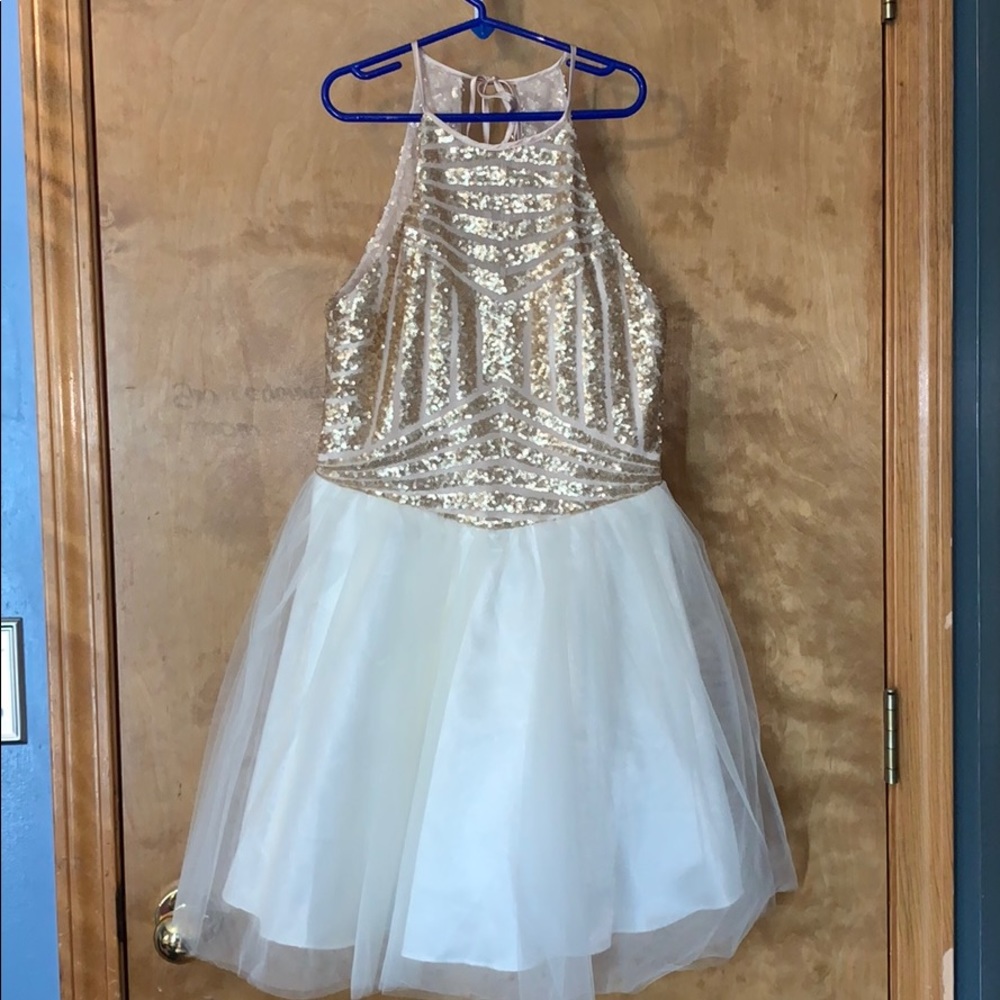 White and gold formal dress